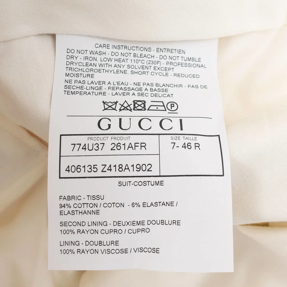 GUCCI Formal Jacket and Pants Cotton Men's 46 Beige